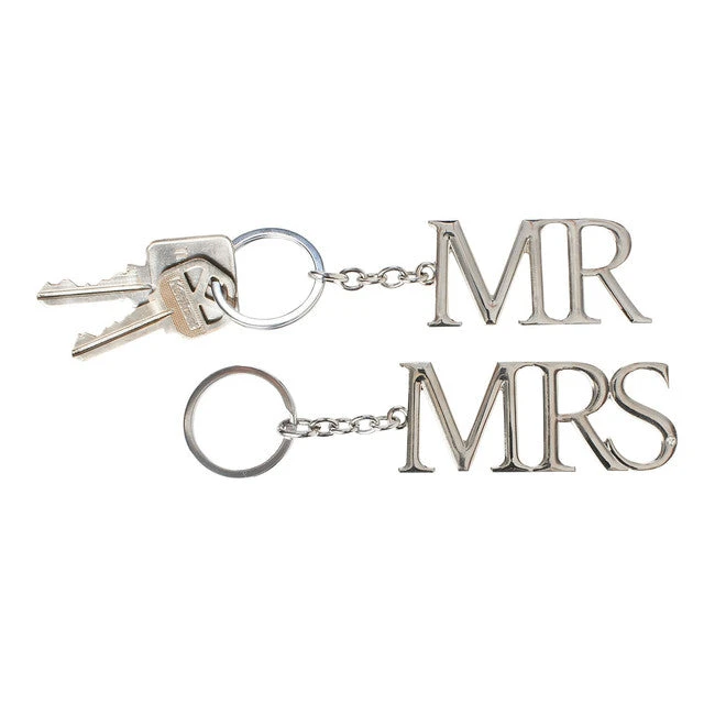 MR & MRS Silver Keychain Set Of 2 3 MR & MRS Silver Keychain Set Of 2