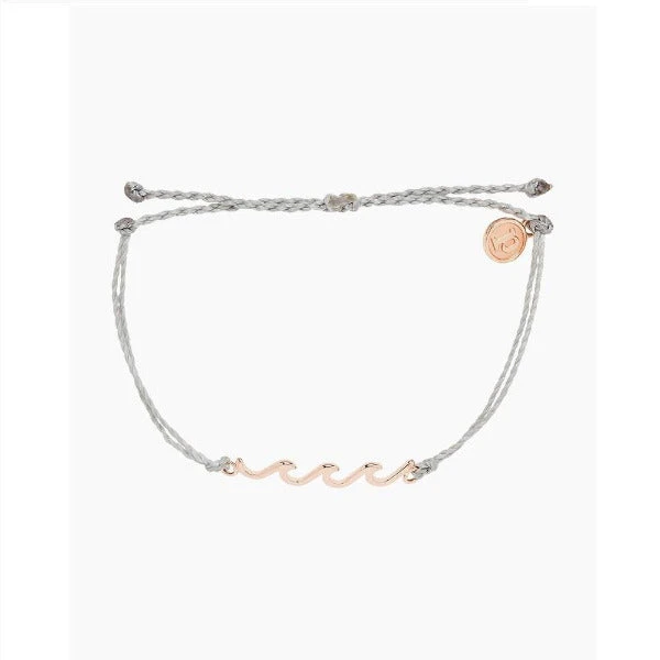 Pura Vida Rose Gold Delicate Wave Bracelet In Light Grey 3 Pura Vida Rose Gold Delicate Wave Bracelet In Light Grey