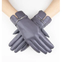 Vegan Faux Leather Gloves With Chain Link In Silver Gray BUY 1 GET 1 FREE