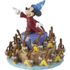 Disney Showcase Fantasia "Dream A Fantastic Dream" Mickey The Sorcerer With Dancing Brooms Rotating Musical Plays Sorcerer's Apprentice