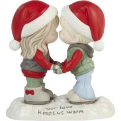 Precious Moments Couple Kissing In Snow Figurine Our Love Keeps Us Warm