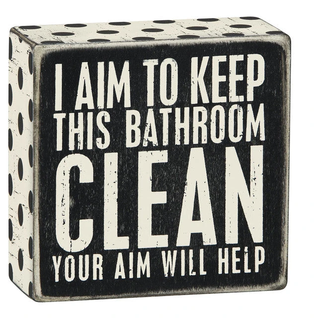 Wood Sign - I Aim To Keep This Bathroom Clean Your Aim Will Help 3 Wood Sign - I Aim To Keep This Bathroom Clean Your Aim Will Help