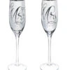 Mr & Mrs Champagne Flutes In Silver Metallic Set Of 2 -Fashion Accessories Store 3CCF6390