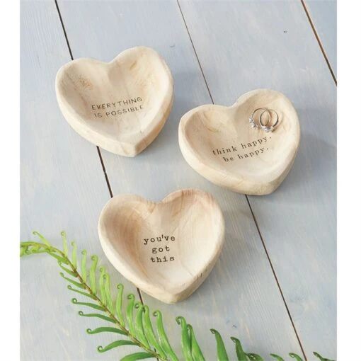 Mud Pie Wooden Heart Trinket Tray With Sentiment - Image 2