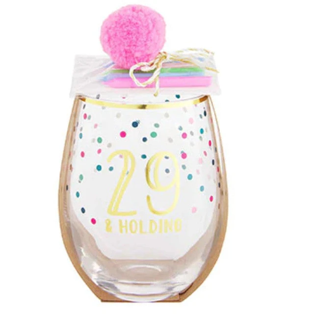 29 And Holding 30th Birthday Stemless Wine Glass & Candle Set 3 29 And Holding 30th Birthday Stemless Wine Glass & Candle Set