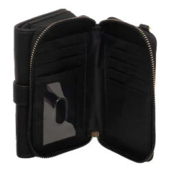 Disney Mickey Mouse Black And Gold Metal Charm Wristlet Faux Leather Wallet -Fashion Accessories Store 59105 3