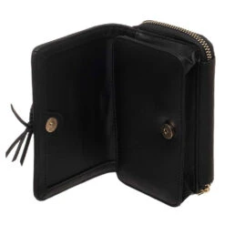 Disney Mickey Mouse Black And Gold Metal Charm Wristlet Faux Leather Wallet -Fashion Accessories Store 59105 4