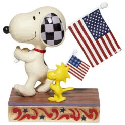Jim Shore Peanuts Snoopy And Woodstock Patriotic March Figurine