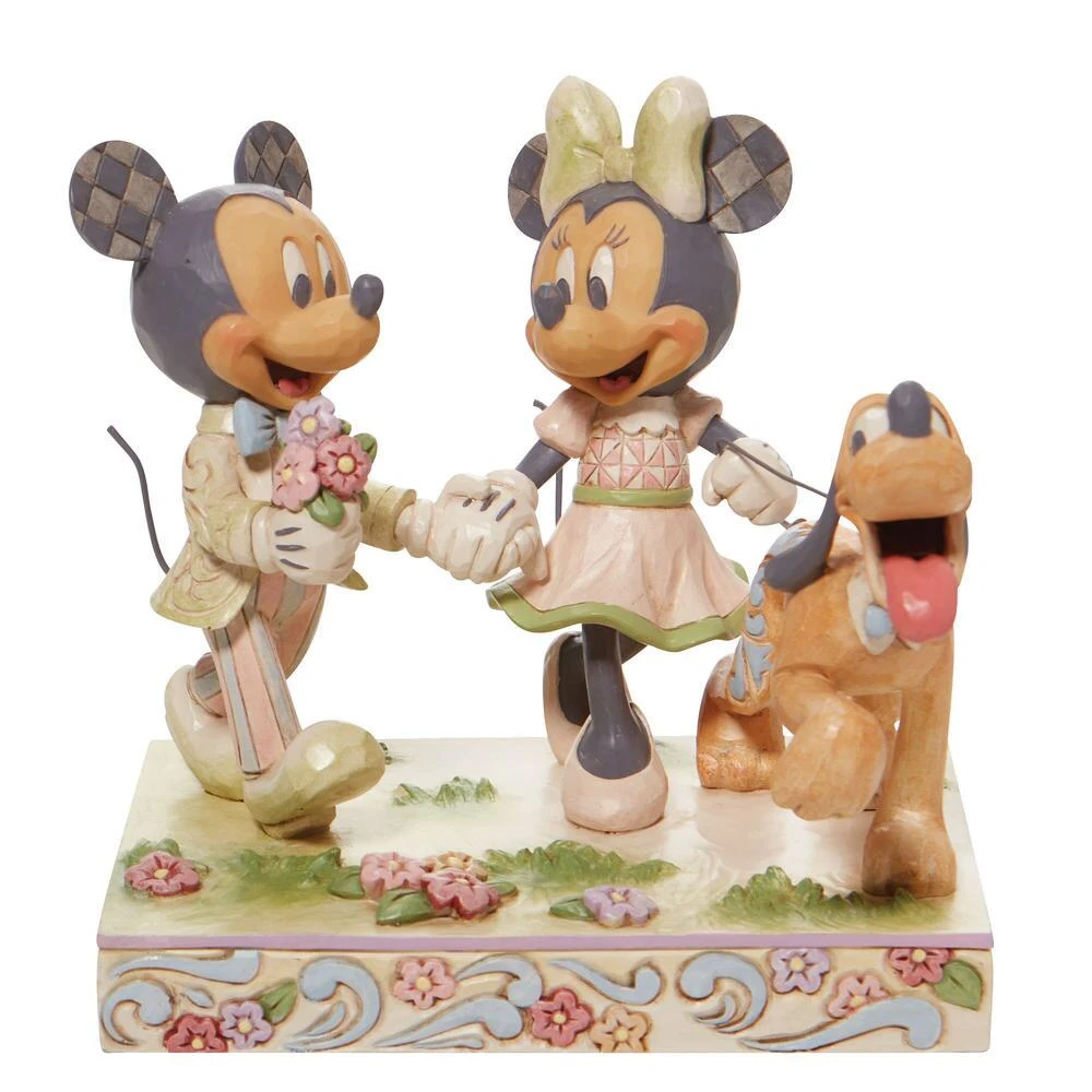 Disney Jim Shore Mickey And Minnie Springtime Stroll With Pluto In Woodland White Figurine 3 Disney Jim Shore Mickey And Minnie Springtime Stroll With Pluto In Woodland White Figurine