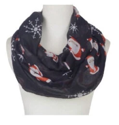 Holiday Theme Santa Reindeer Snowman Gingerbreadman Infiniity Scarf -Fashion Accessories Store 68366 FSanta