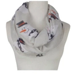 Holiday Theme Santa Reindeer Snowman Gingerbreadman Infiniity Scarf -Fashion Accessories Store 68366 FSnowman