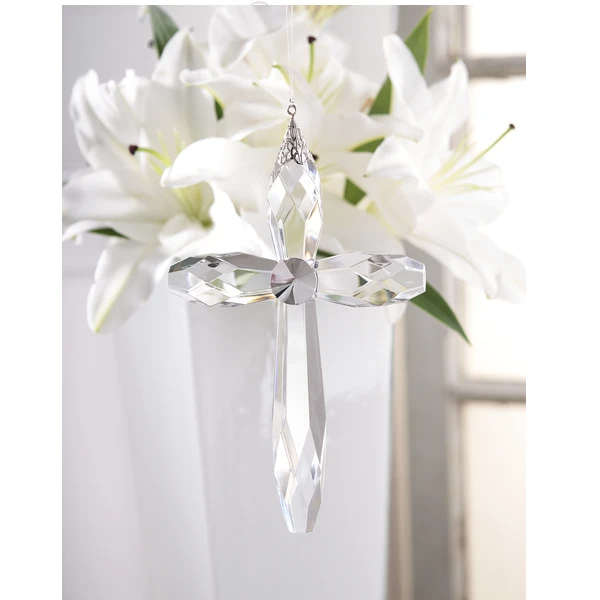 Clear Acrylic Hanging Cross 7" 3 Clear Acrylic Hanging Cross 7"
