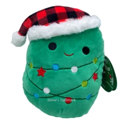 Christmas Squishmallow Andy The Christmas Tree With Plaid Santa Hat 12" Stuffed Plush By Kelly Toy