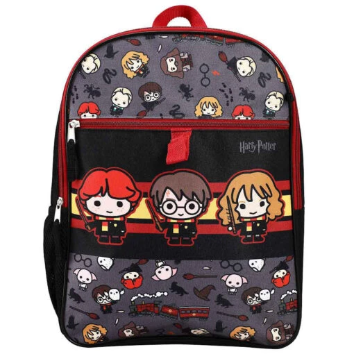 Harry Potter Chibi 5-Piece Backpack Set With Lunch Bag, Utility Case, Rubber Keychain & Mini Waterbottle - Image 2