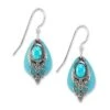 Silver Forest Earrings Silver Blue Layered -Fashion Accessories Store E 8496