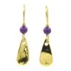 Silver Forest Earrings Gold Purple Teardrop -Fashion Accessories Store E 8981A