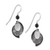 Silver Forest Earrings Silver Black Layered Teadrop -Fashion Accessories Store E 9392B