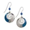 Silver Forest Earrings Silver Swirl Blue Leopard -Fashion Accessories Store E 9507B