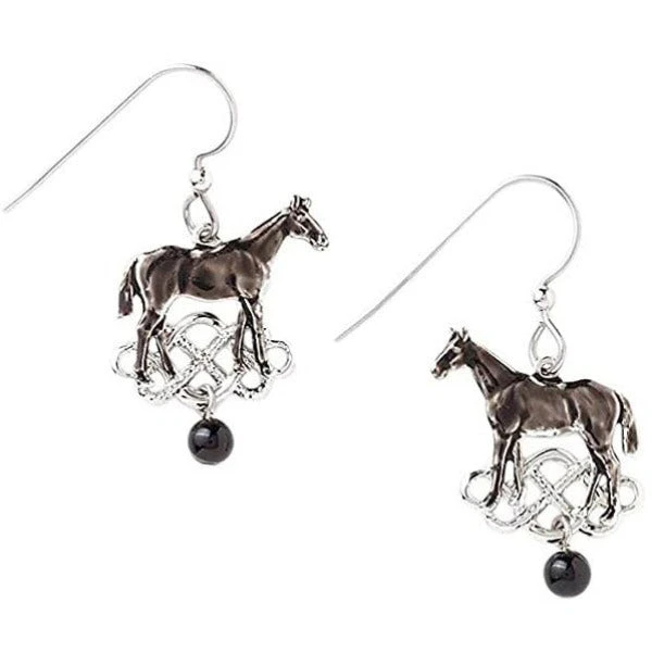 Silver Forest Silvertone Horse Dangle Earrings 3 Silver Forest Silvertone Horse Dangle Earrings