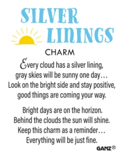 Silver Lining Sun And Cloud Pocket Token Charm -Fashion Accessories Store ER64535 2