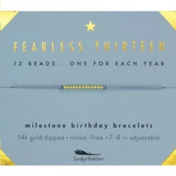 Lucky Feather Gold Bracelet Thirteen Milestone Birthday