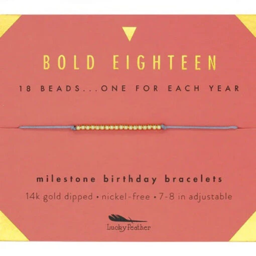 Lucky Feather Gold Bracelet Eighteen Milestone Birthday