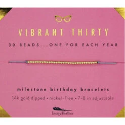 Lucky Feather Gold Bracelet Thirty Milestone Birthday