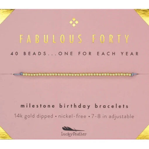 Lucky Feather Gold Bracelet Forty Milestone Birthday