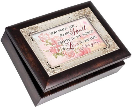 Joy I Love You Burlwood Italian Style Music Box Plays You Light Up My Life