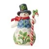 Jim Shore Snowman With Candy Cane "Sweet Christmas Wishes" Figurine, 8.7" Gold Crown Exclusive -Fashion Accessories Store Jim Shore Snowman With Candy Cane Figurine 6013686 01