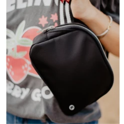 Black Katydid Fanny Pack Belt Bag With Striped Strap