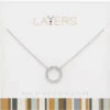 Silver CZ Decorative Circle Layers Necklace -Fashion Accessories Store LAY 509S