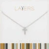 Silver CZ Cross Layers Necklace -Fashion Accessories Store LAY 515S