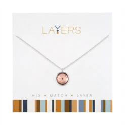 Silver Circle Pink Rose Layers Necklace
