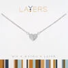 Silver Half CZ Heart Layers Necklace 1 Silver Half CZ Heart Layers Necklace -Fashion Accessories Store Lay 611S