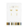 Gold Round Stone & Duo Pair Stud Layers Earrings  -Fashion Accessories Store Lay Ear04 G