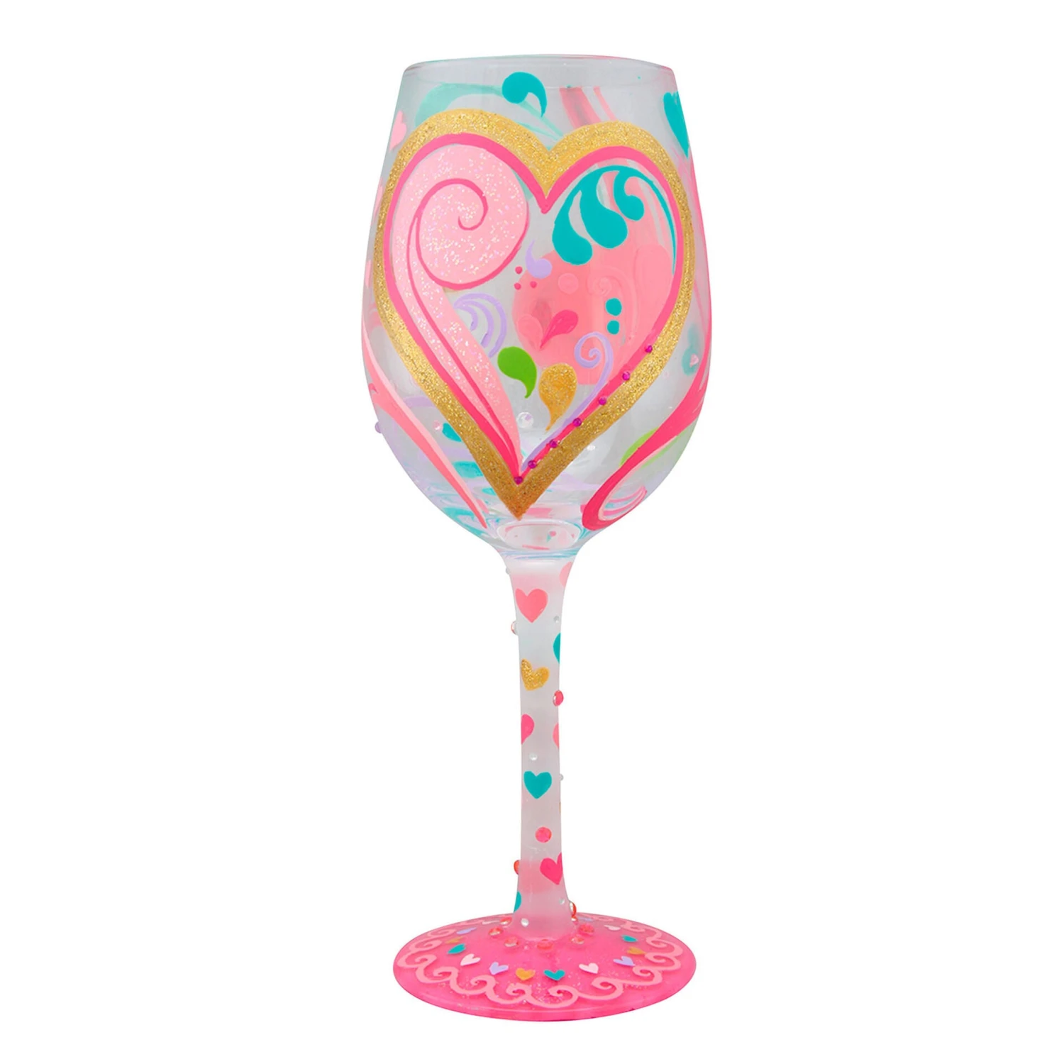 Lolita My Hearts-a-Swirl Handpainted Wine Glass, 15 Oz. 3 Lolita My Hearts-a-Swirl Handpainted Wine Glass, 15 Oz.