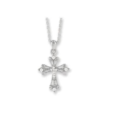 Pointed Cross Silver Tone Necklace 3 Pointed Cross Silver Tone Necklace