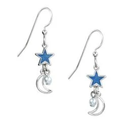 Silver Forest Earrings Silver Blue Star And Moon