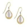 Silver Forest Earrings Gold White Layered Tear Drop -Fashion Accessories Store NE 0228