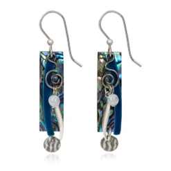 Silver Forest Blue Layers With Coil And Bead Dangle Drop Earrings