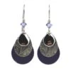Silver Forest Earrings Silver Filigree On Black Teardrop With Purple Bead 2 Silver Forest Earrings Silver Filigree On Black Teardrop With Purple Bead -Fashion Accessories Store NE 0367D