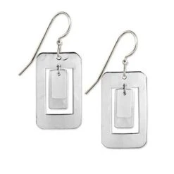 Silver Forest Earrings Silver Rectangle In Rectangle