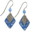 Silver Forest Layered Blue Diamond Drop Earrings -Fashion Accessories Store NE 0896
