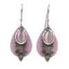 Silver Forest Earrings Silver Pink Stone On Pink Teardrop -Fashion Accessories Store NE 0936B