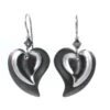 Silver Forest Earrings Silver Black Layered Heart -Fashion Accessories Store NE 0941A