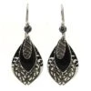 Silver Forest Earrings Silver Black Tear Filigree -Fashion Accessories Store NE 1072A