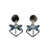 Silver Forest Earrings Silver Black With Blue Dragonfly On Open Diamond -Fashion Accessories Store NE 1523 1