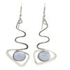 Silver Forest Earrings Silver Twist With Blue Bead -Fashion Accessories Store NE 1542