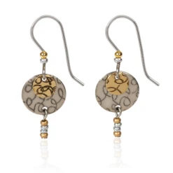 Silver Forest Earrings Layered Rounds With Two-Tone Beads